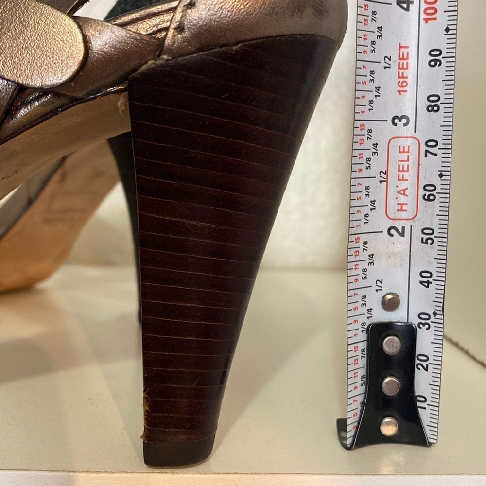 Boden Womens Metallic Pewter T Strap Heel Sandals - Picture 10 of 14